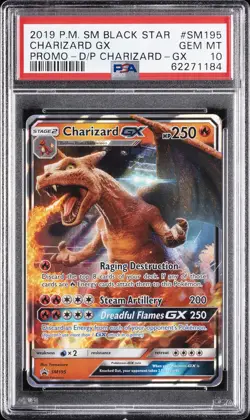 2019 POKEMON SM BLACK STAR PROMO #SM195 CHARIZARD GX PSA 10 - Image 1