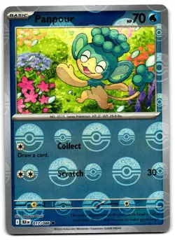 Panpour 017/086 - Poke Ball Black Bolt Common Pokemon TCG - M/LP Card - Image 1