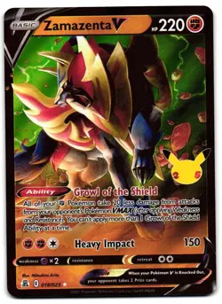 Zamazenta V 018/025 - Celebrations Rare V Pokemon TCG Holo - M/LP Card - Image 1