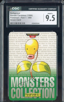 1996 Bellsprout Pokemon Bandai Carddass Green Card CGC 9.5 MINT+ True Rookie - Image 1
