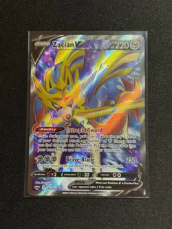 Pokemon TCG Zacian V 195/202 Sword & Shield Base Ultra Rare Full Art Holo NM - Image 1