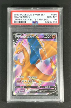 CHARIZARD V #50 2020 POKEMON SWSH BLACK STAR PROMO CHMPN.PATH ELITE TRNR PSA 10 - Image 1