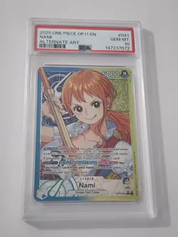 One Piece CCG Nami OP11-041 A Fist of Divine Speed Alt Art Leader PSA 10 - Image 1