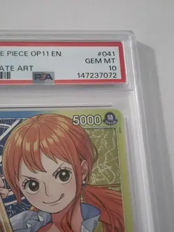 One Piece CCG Nami OP11-041 A Fist of Divine Speed Alt Art Leader PSA 10 - Image 3