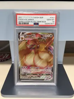 EEVEE VMAX PSA 10 2021 POKEMON SWSH BSP #SWSH087 SHINING FATES ETB - Image 1