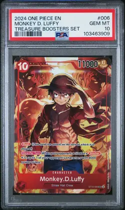 2024 ONE PIECE PROMOS TREASURE BOOSTERS SET #006 MONKEY D. LUFFY PSA 10 - Image 1