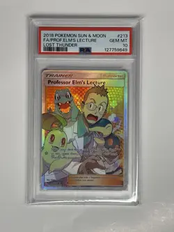 Pokemon Card PSA 10 Professor Elm's Lecture 213/214 Lost Thunder - Image 1
