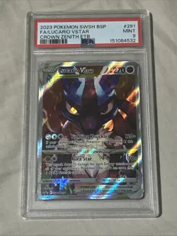 Pokemon TCG Lucario VSTAR SWSH291 Crown Zenith PSA 9 MiNT Promo Holo - Image 1