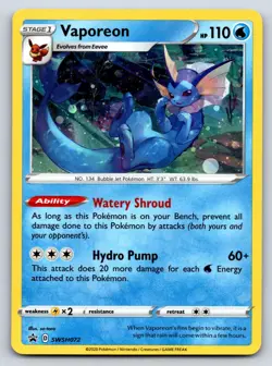Vaporeon SWSH072 Holo Promo Sword & Shield Promo Pokemon Near Mint - Image 1