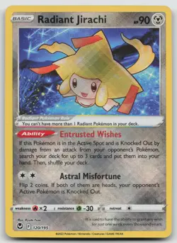 Radiant Jirachi 120/195 Silver Tempest Pokemon Holo NM Radiant Rare - Image 1