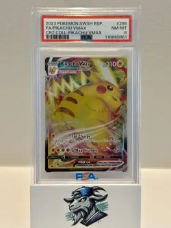 2023 Pokemon Pikachu VMAX Full Art PSA 8 NM-MT #286 SWSH BSP Crown Zenith - Image 1