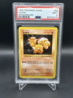 1999 Pokemon Game Base Set Vulpix Shadowless #68/102 TCG Card PSA 9 Mint Graded - Image 1