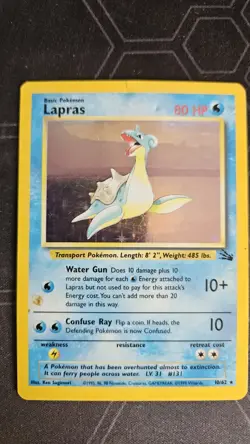 Lapras Holo Rare 10/62 Fossil Pokemon Card Unlimited MP - Image 1