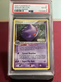 Pokemon Gengar 5/92 Reverse Holo Stamp Legend Maker Card PSA 6 - Image 1