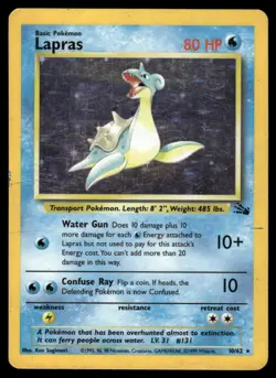 Pokemon Cards Lapras 10/62 Fossil Holo Rare DMG - Image 1