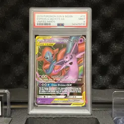 Pokemon TCG Espeon & Deoxys GX Unified Minds 2019 72/236 Holo PSA 9 - Image 1