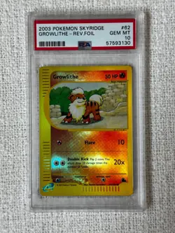 Pokemon Growlithe #62 Reverse Holo 2003 Skyridge Ereader PSA 10 Gem Mint POP 41 - Image 4