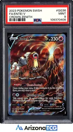 Pokemon 2023 Entei V GG36/GG70 Full Art Galarian Gallery Crown Zenith PSA 9 - Image 1