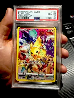 PSA 10 Pikachu Secret Rare Full Art Holo 160/159 Crown Zenith English 2023 - Image 2