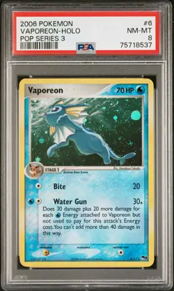 2006 POKEMON POP SERIES 3 #6 VAPOREON-HOLO PSA 8 - Image 1