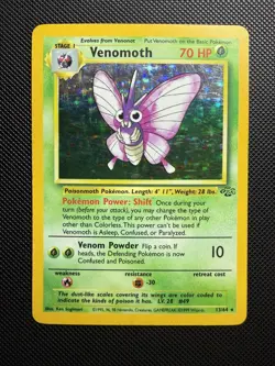 Venomoth Holo 13/64 Jungle Set Pokemon Card WOTC MP - Image 1