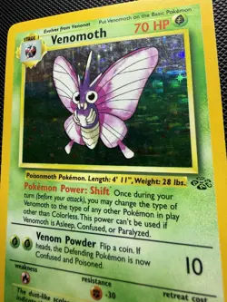 Venomoth Holo 13/64 Jungle Set Pokemon Card WOTC MP - Image 3