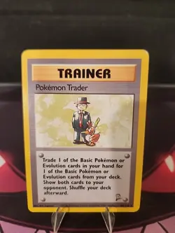 Pokemon Trader 077/102 Pokemon TCG Base Set 2 Non Holo Rare MP/LP - Image 1