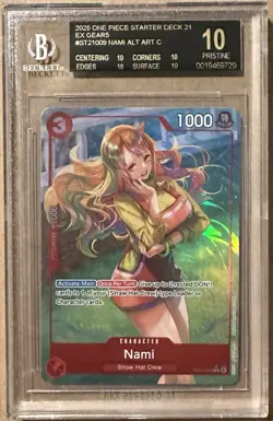 2025 ONE PIECE STARTER DECK ST21 GEAR 5 ALTERNATE ART #009 NAMI BLACK LABEL 10 - Image 1