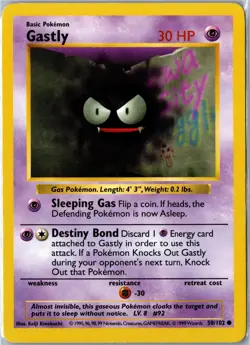 Pokemon Card - Gastly Base Set Shadowless 50/102 1999 Common Moderately Played - Image 1