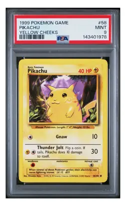 PSA 9 1999 POKEMON GAME | YELLOW CHEEKS PIKACHU 58 - Image 1