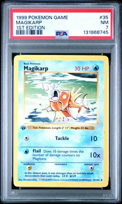 1999 POKEMON BASE SET 1ST EDITION #35 MAGIKARP PSA 7 - Image 1