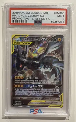 2019 POKEMON SM BLACK STAR PROMO #SM168 FULL ART/PIKACHU & ZEKROM GX PSA 9 - Image 1