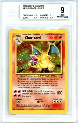 Pokemon Charizard #4 Base Set 2 Holo BGS 9 Mint Mouth Swirl - Image 1
