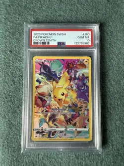 Pokemon Pikachu Holo Full Art Secret Rare Card 160/159 Crown Zenith PSA 10 - Image 1