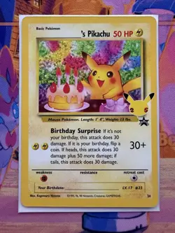 Birthday Pikachu 24 Holo Celebrations Classic Collection Pokemon Card NM - Image 1