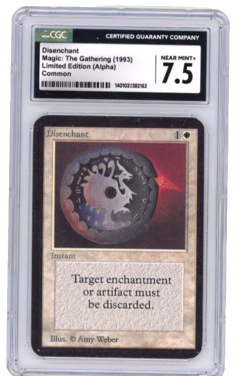 1993 Magic the Gathering MtG LIMITED EDITION ALPHA Disenchant CGC 7.5 - Image 1
