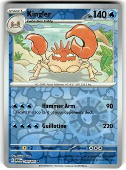 Pokemon TCG Pokemon Kingler 099/165 NM Uncommon Reverse Holo - Image 1