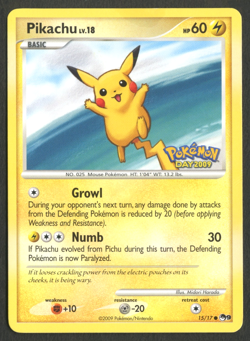 Pokemon TCG: Pikachu 15/17 Pokemon Day 2009 STAMPED POP Series 9 LP - Image 1
