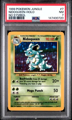 1999 POKEMON JUNGLE 7 NIDOQUEEN HOLO NO SYMBOL PSA 7 - Image 1