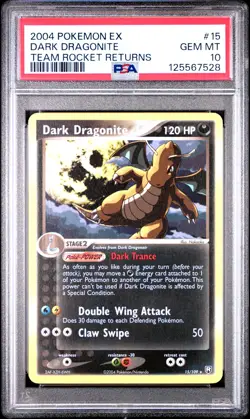 2004 POKEMON EX TEAM ROCKET RETURNS #15 DARK DRAGONITE PSA 10 - Image 1