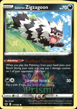 Galarian Zigzagoon 117/202 Common Sword & Shield Pokemon - Image 1