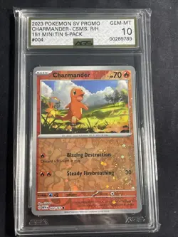 Charmander SV Promo 004/165 Cosmos Holo AGS 10 English Pokemon TCG 2023 - Image 1