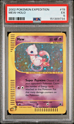 HUGE SWIRL PSA 5 2002 Expedition Mew Holo Foil 19/165 WOTC E-Reader Pokemon - Image 1
