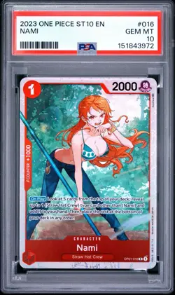 2023 ONE PIECE ULTRA DECK ST10-THE THREE CAPTAINS #016 NAMI PSA 10 - Image 1