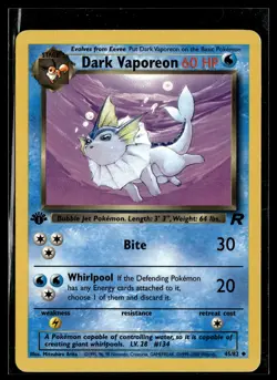 Dark Vaporeon 45/82 Team Rocket 1st Edition Uncommon Pokemon - Image 1