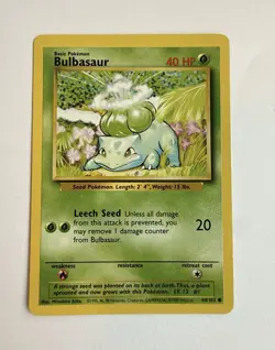 Bulbasaur 44/102 Base Set 1999 Pokemon TCG Card English - Image 1