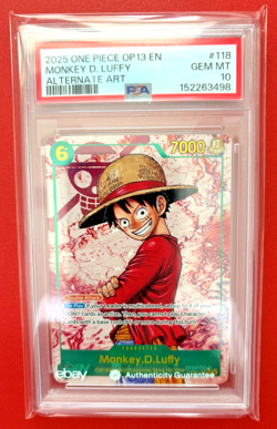 Monkey D. Luffy OP13-118 PSA 10 2025 One Piece Carrying on His Will SEC Alt Art - Image 1