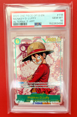 Monkey D. Luffy OP13-118 PSA 10 2025 One Piece Carrying on His Will SEC Alt Art - Image 2