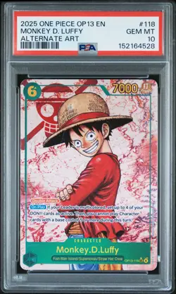 PSA 10 - Monkey D. Luffy OP13-118 - One Piece OP13 Carrying On His Will English - Image 1