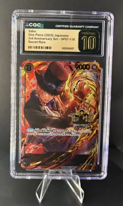 Sabo OP07-118 SEC One Piece Card Game 3rd Anniversary Japanese CGC Pristine 10 - Image 1